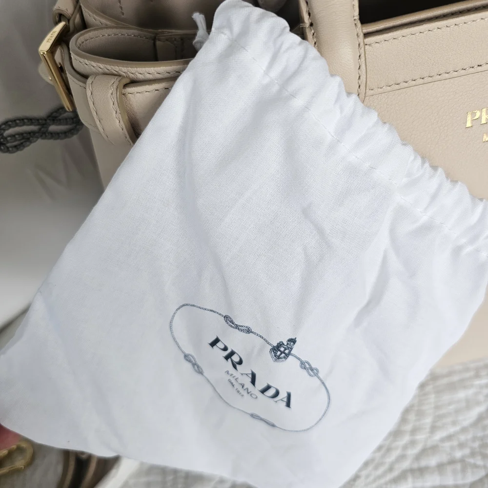 Prada Cream Leather Top-Handle Tote - Picture 9 of 9